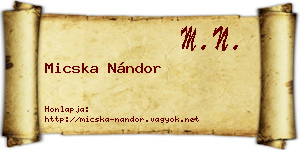 Micska Nándor névjegykártya