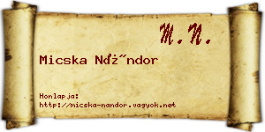 Micska Nándor névjegykártya